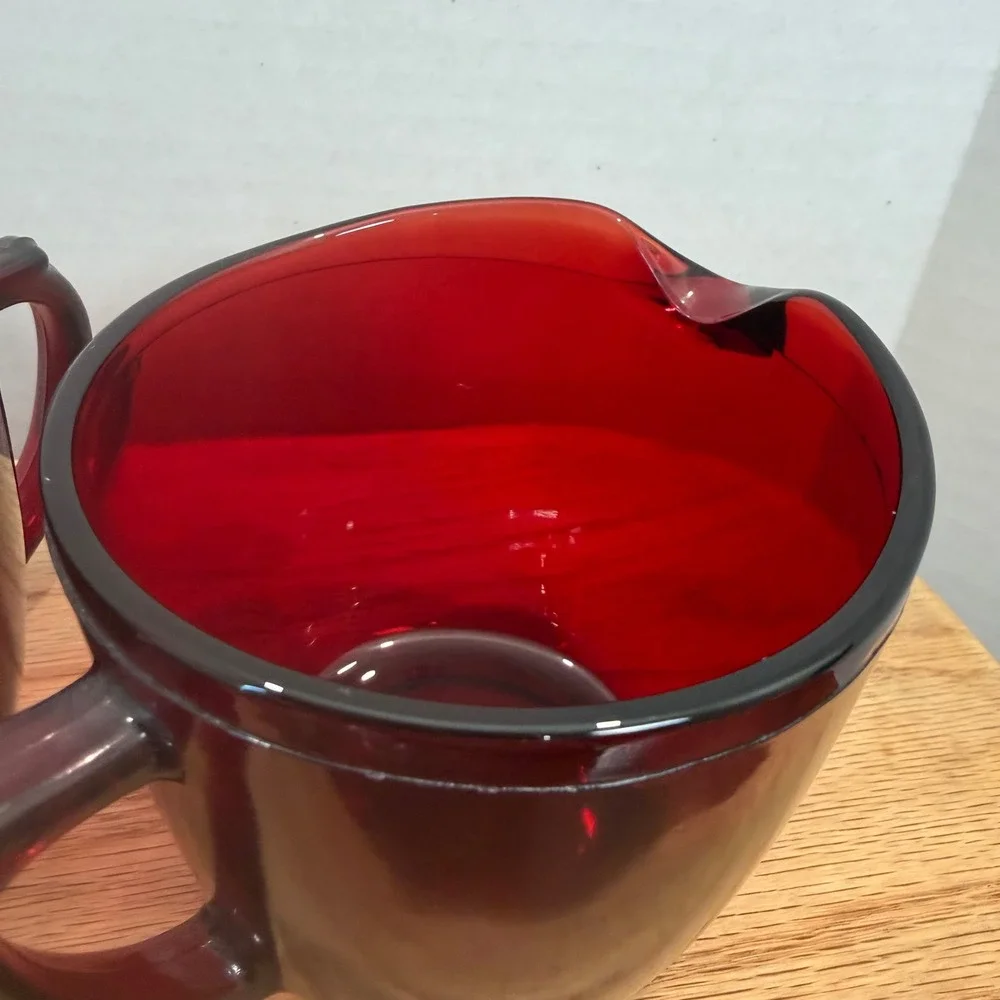 Anchor Hocking Royal Ruby Red Glass Creamer Sugar Bowl Set Vintage Mid Century